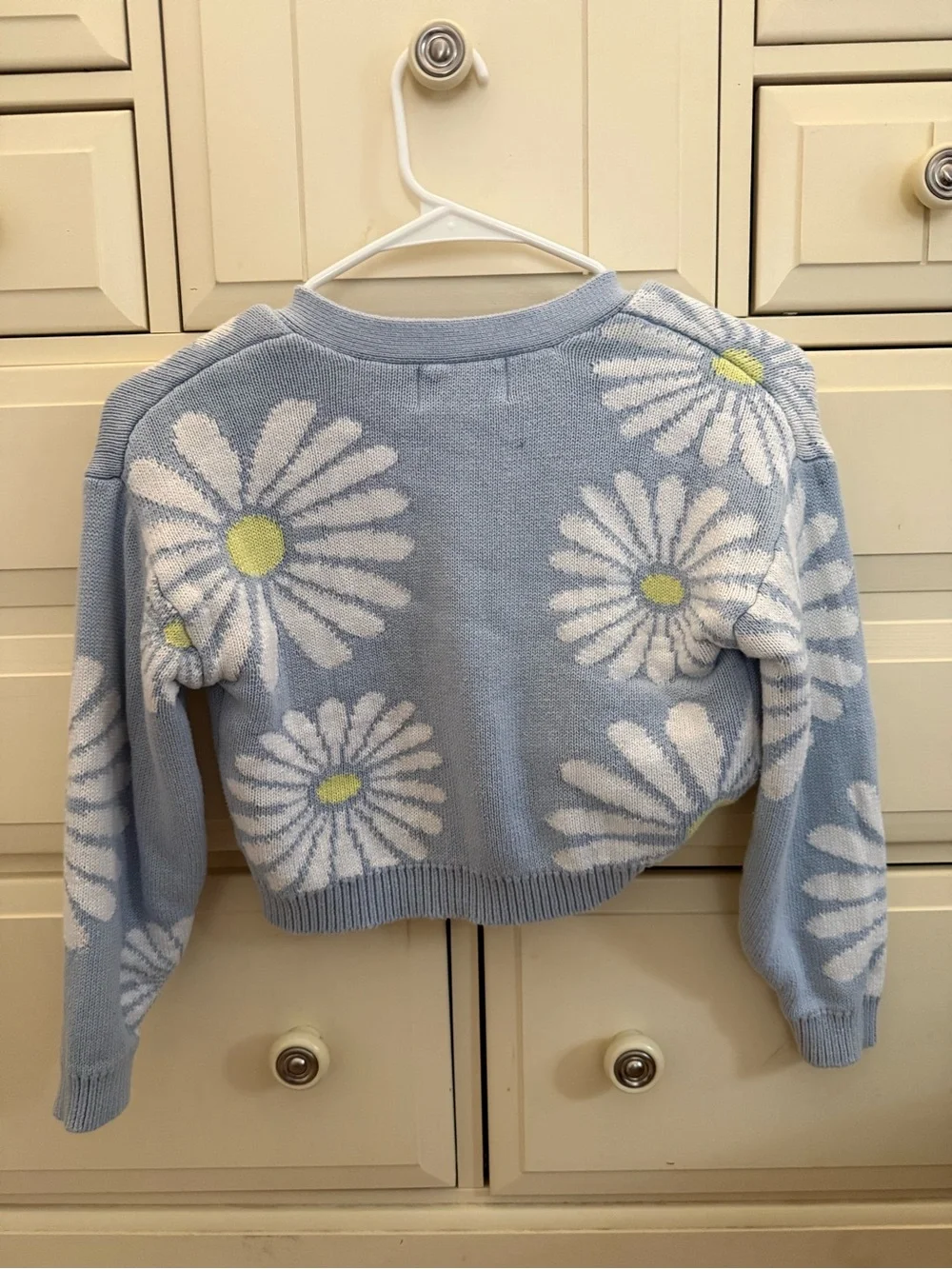 Old Navy Sky Blue Daisy-Pattern Cropped Cardigan